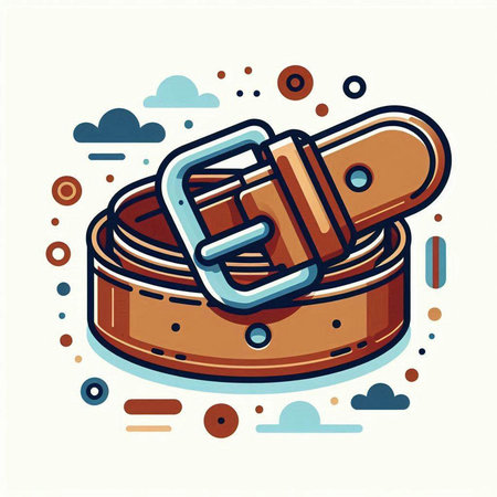 Vector illustration of belt buckle on white background. Line art style design for web, site, advertising, banner, poster, board and print.のイラスト素材