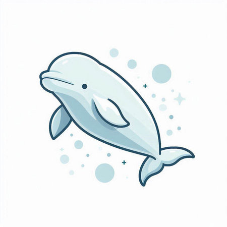 Illustration of a cute cartoon whale isolated on a white background.のイラスト素材