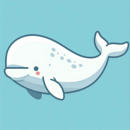Illustration of a cute baby whale on a blue background - vectorのイラスト素材