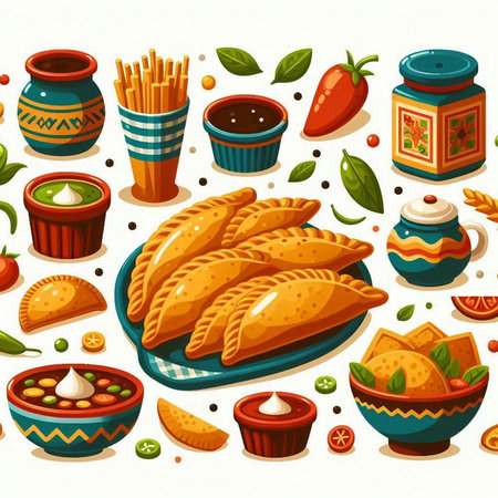 Seamless pattern with mexican food. Vector illustration.のイラスト素材