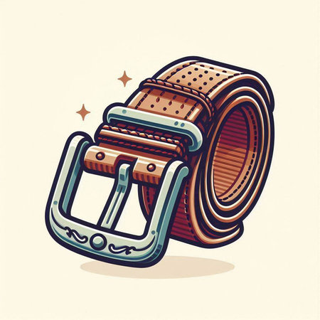 Stylish belt with a buckle. Vector illustration in retro style.のイラスト素材