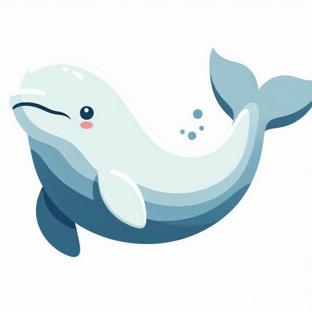 Cute cartoon whale isolated on a white background. Vector illustration.のイラスト素材