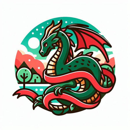 Dragon in the form of a circle. Vector illustration for your designのイラスト素材