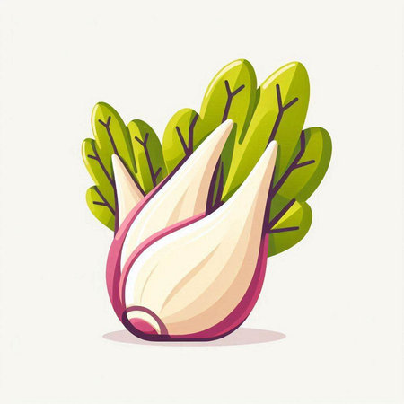Whole fresh radicchio on white background. Vector illustration.のイラスト素材