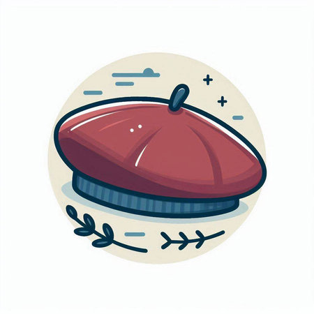 Vector illustration of a beret in a circle on a white backgroundのイラスト素材