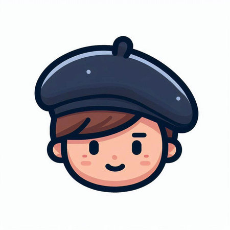 Cute boy with beret. Vector illustration in cartoon style.のイラスト素材