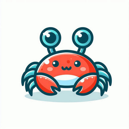 Cute crab cartoon. Vector illustration of a cute crab isolated on a white background.のイラスト素材