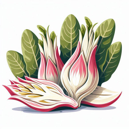 Bunch of radicchio on white background. Vector illustration.のイラスト素材