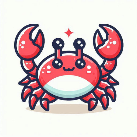 Cute cartoon crab isolated on a white background. Vector illustration.のイラスト素材