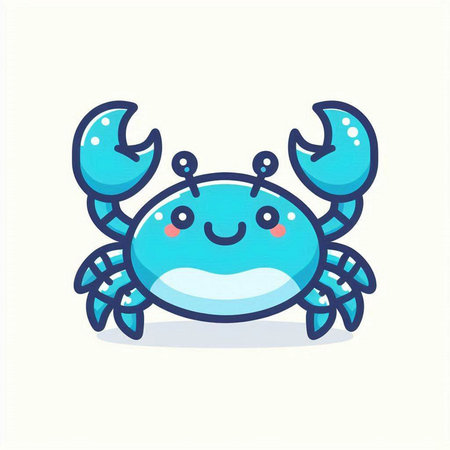 Cute blue crab icon. Cute cartoon crab character. Vector illustration.のイラスト素材