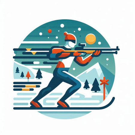 Snowboarder skiing. Winter sport. Flat style vector illustration.のイラスト素材