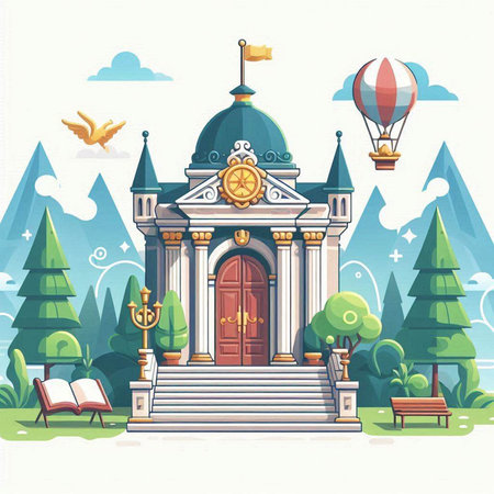 Vector illustration of the entrance to the Russian Academy of Fine Arts.のイラスト素材