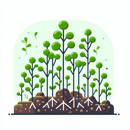 Green sprout growing from soil. Vector illustration in flat style.のイラスト素材
