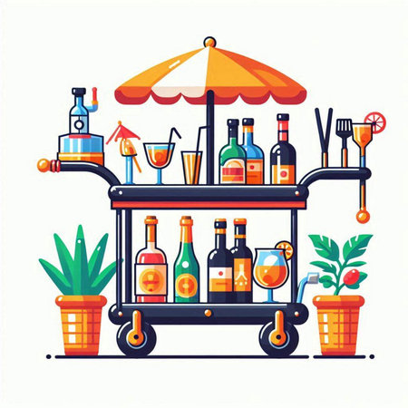 Cocktail bar. Vector illustration in flat style isolated on white background.のイラスト素材