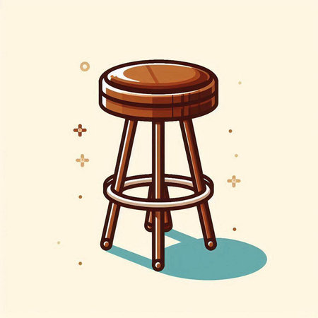 Illustration of a wooden stool on a light background. Vector illustrationのイラスト素材
