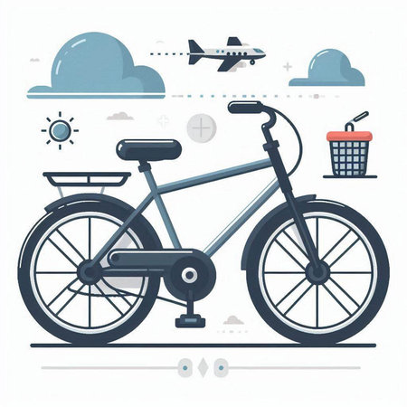 Bicycle in flat style. Vector illustration of a bicycle in flat style.のイラスト素材