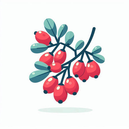 Ripe red barberry isolated on white background. Vector illustration.のイラスト素材