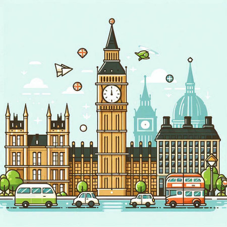 Big Ben, London, United Kingdom. Vector illustration in flat styleのイラスト素材