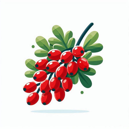 Berries of red currant on a branch. Vector illustration.のイラスト素材