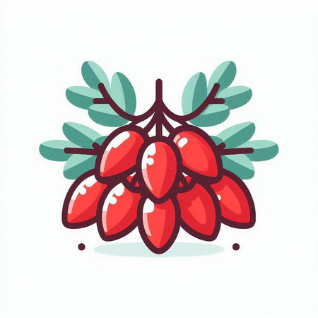 Berries of rowan on a white background. Vector illustration.のイラスト素材