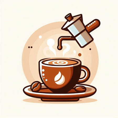 Coffee cup with coffee pot. Vector illustration in cartoon styleのイラスト素材