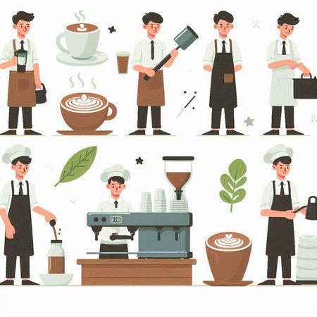 Coffee shop, cafe, barista, coffee shop vector illustration.のイラスト素材