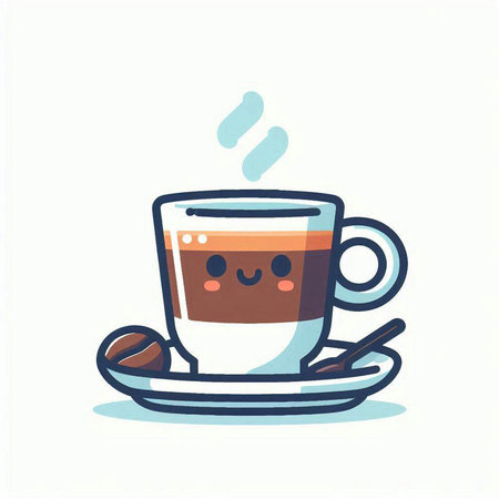Coffee cup with saucer and spoon. Vector illustration.のイラスト素材