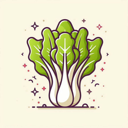 Bok choy icon in flat line style. Vector illustration.のイラスト素材
