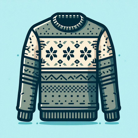 Knitted sweater. Vector illustration in hand drawn style on blue background.のイラスト素材