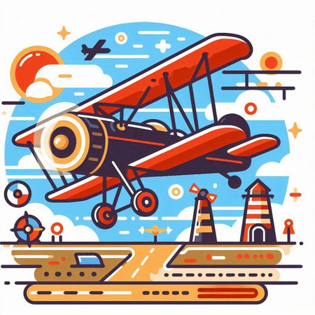 Airplane on the runway. Airplane on the runway. Vector illustrationのイラスト素材