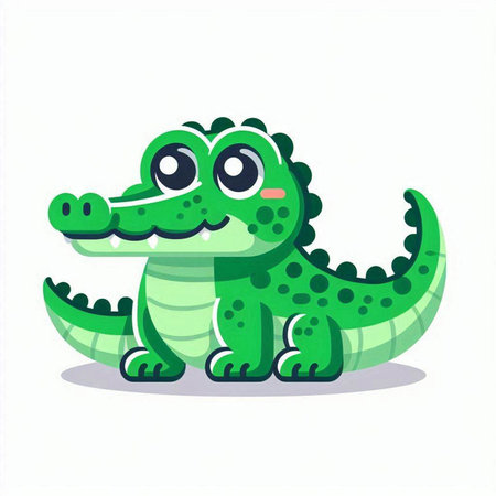 Cute crocodile isolated on white background. Vector cartoon illustration.のイラスト素材
