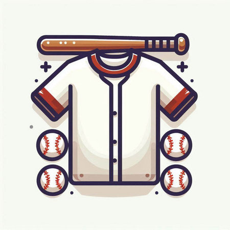 Baseball uniform and ball icon in flat style. Vector illustration.のイラスト素材