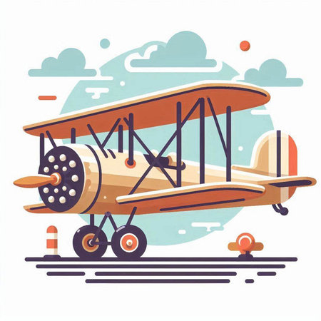 Airplane with propeller and propeller. Flat style vector illustration.のイラスト素材