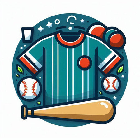 Baseball sport emblem. Vector illustration with baseball bat and ball.のイラスト素材