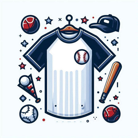 Baseball t-shirt with baseball bats and balls. Vector illustration.のイラスト素材