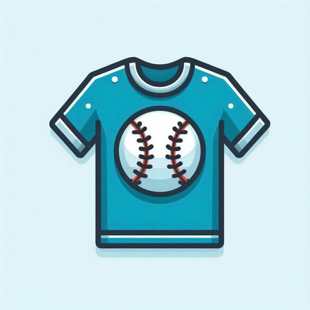 Baseball t-shirt with ball on blue background, vector illustrationのイラスト素材