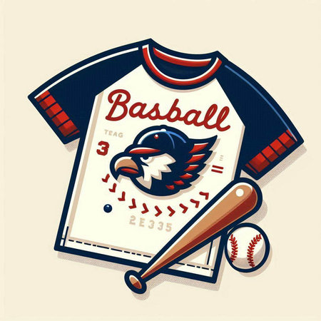 Baseball club emblem with crossed bats and ball. Vector illustration.のイラスト素材