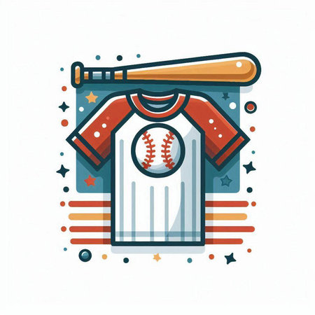 Baseball t-shirt with baseball bat and ball. Vector illustrationのイラスト素材