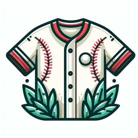 Baseball uniform with green leaves. Vector illustration isolated on white background.のイラスト素材