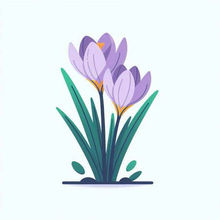 Crocuses. Hand drawn vector illustration on a white background.のイラスト素材