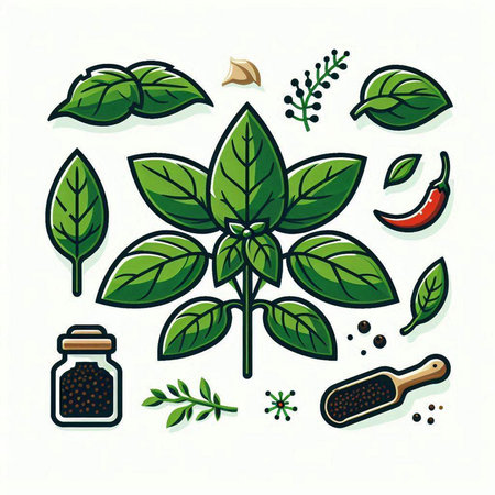 Herbs and spices set. Hand drawn illustration of herbs and spices.のイラスト素材
