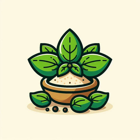 Herbs and spices in bowl. Herbs and spices vector illustration.のイラスト素材