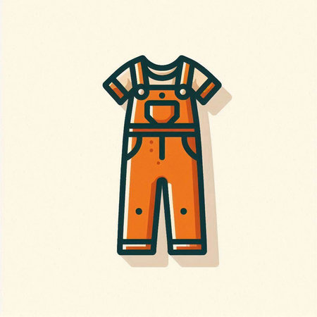 Vector illustration of a work overalls icon in a flat style.のイラスト素材