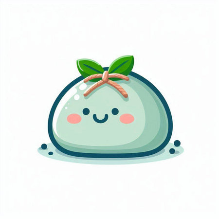Cute cartoon kawaii japanese rice ball. Vector illustration.のイラスト素材