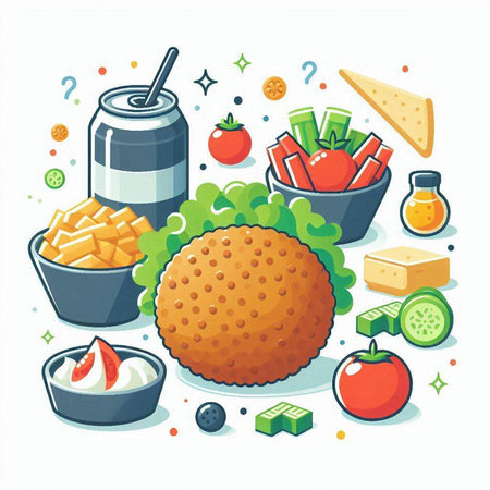 Fast food concept. Vector illustration of a fast food meal in a flat style.のイラスト素材