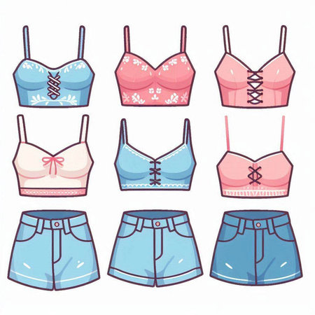 Women's underwear. Set of clothes for women. Vector illustration.のイラスト素材