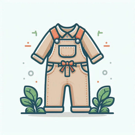 Baby clothes vector illustration in flat line style. Baby clothing icon.のイラスト素材