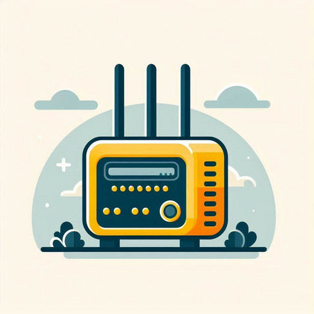 Retro radio with antenna. Vector illustration in flat cartoon style.のイラスト素材