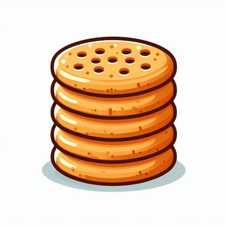 Illustration of a stack of cookies isolated on a white background.のイラスト素材