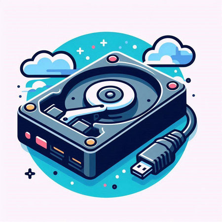 Vector illustration of a turntable with a plug in the cloudのイラスト素材